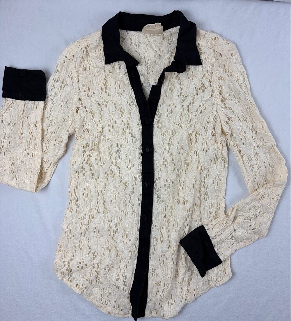Anthropologie Vanessa Virginia Gemma Lace Button-Down Shirt Size 0